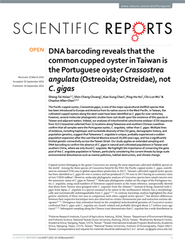 DNA Barcoding Reveals That the Common Cupped Oyster in Taiwan Is