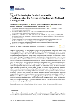 Digital Technologies for the Sustainable Development of the Accessible Underwater Cultural Heritage Sites