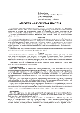 Argentina and Kazakhstan Relations