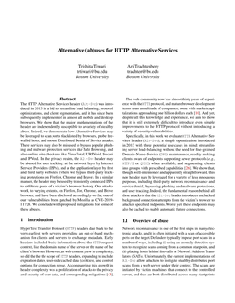 (Ab)Uses for HTTP Alternative Services