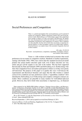 Social Preferences and Competition