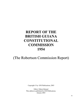 Report of the British Guiana Constitutional Commission 1954