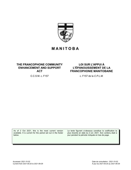 Francophone Community Enhancement and Support Act , C.C.S.M