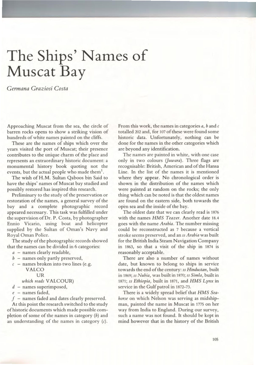 1111111•111111 -1'-'" the Ships' Names of Muscat