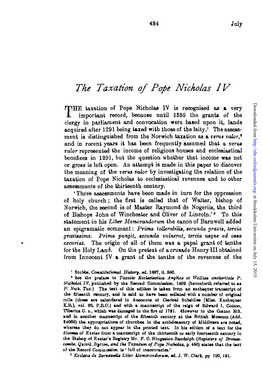 The Taxation of Pope Nicholas IV