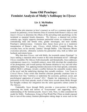 Feminist Analysis of Molly's Soliloquy in Ulysses