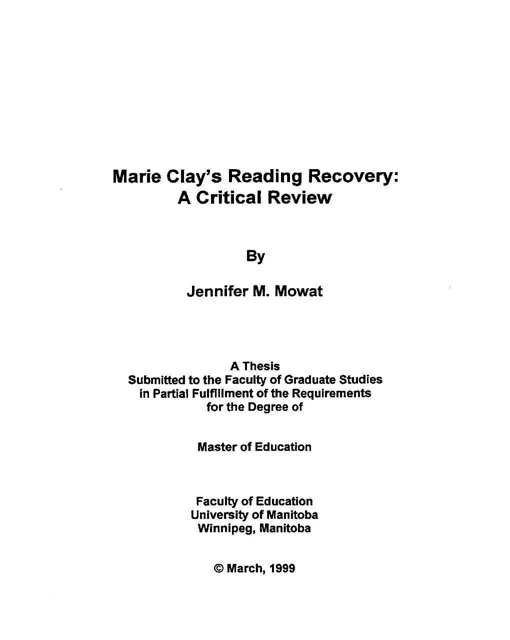 Marie Clay's Reading Recovery: a Critical Review