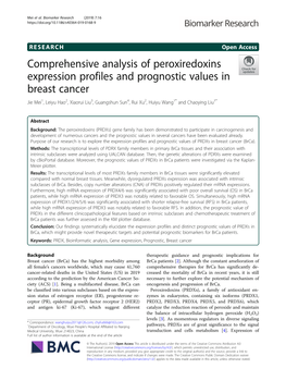 Comprehensive Analysis of Peroxiredoxins Expression Profiles