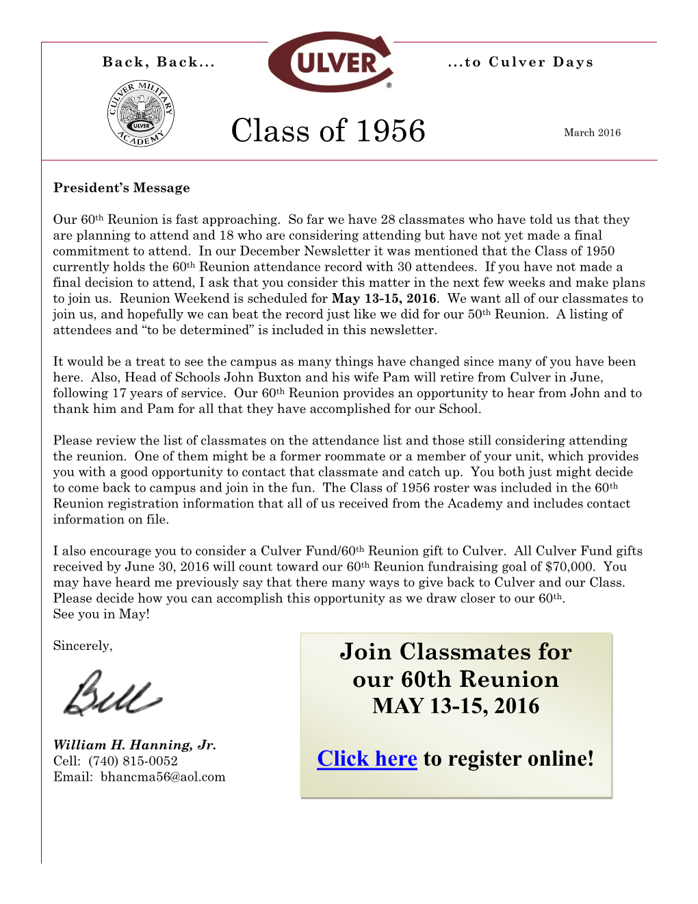 Class of 1956 March 2016