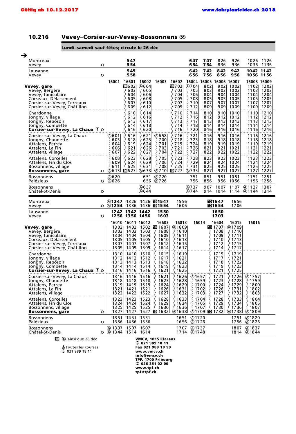 10.216 Vevey–Corsier-Sur-Vevey–Bossonnens Û