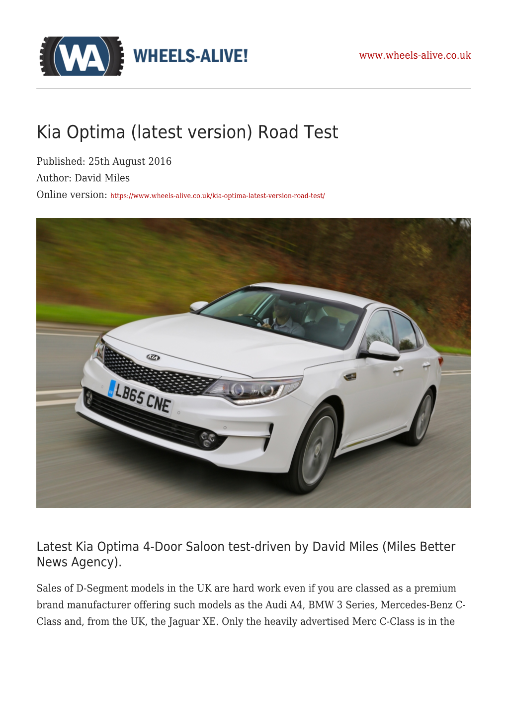 Kia Optima (Latest Version) Road Test