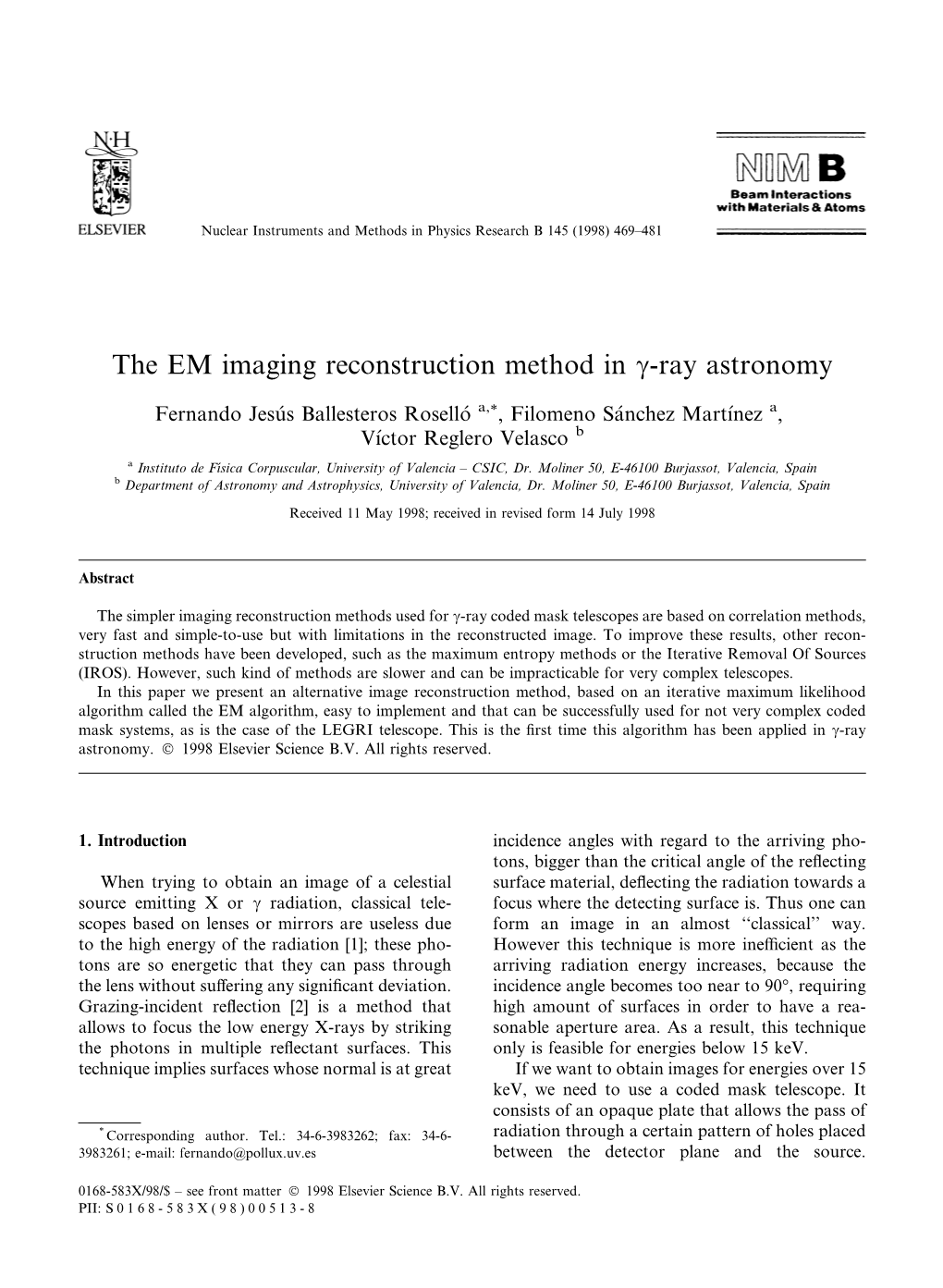 The EM Imaging Reconstruction Method in C-Ray Astronomy