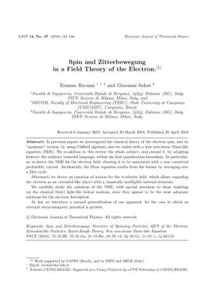 Spin and Zitterbewegung in a Field Theory of the Electron.(‡)