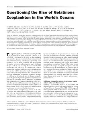Questioning the Rise of Gelatinous Zooplankton in the World’S Oceans