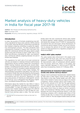 Market Analysis of Heavy-Duty Vehicles in India for Fiscal Year 2017–18