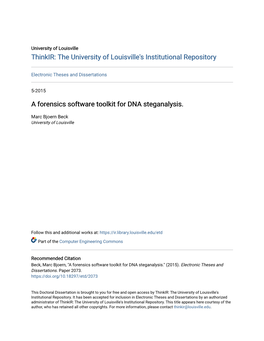 A Forensics Software Toolkit for DNA Steganalysis