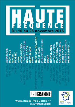 Programme #Hautefréquence Jeudi 10 Nov