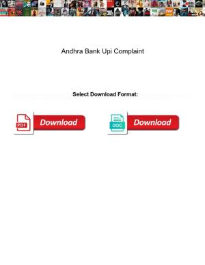 Andhra Bank Upi Complaint