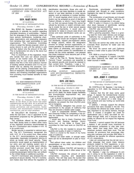 CONGRESSIONAL RECORD— Extensions of Remarks E1917 HON. MARY BONO HON. ELTON GALLEGLY HON. JOE BACA HON. JERRY F. COSTELLO