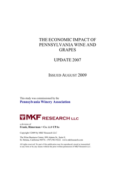 The Economic Impact of Pennsylvania Wine and Grapes