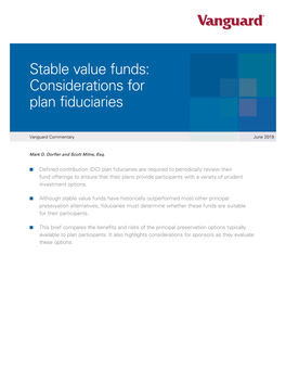 Stable Value Funds: Considerations for Plan Fiduciaries