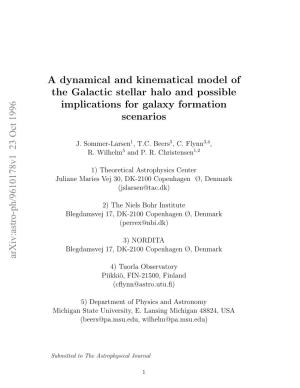 A Dynamical and Kinematical Model of the Galactic Stellar Halo and Possible Implications for Galaxy Formation Scenarios