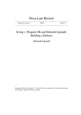 Irving V. Penguin UK and Deborah Lipstadt: Building a Defense