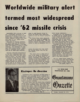 Worldwide Military Alert Termed Most Widespread Since '62 Missile Crisis