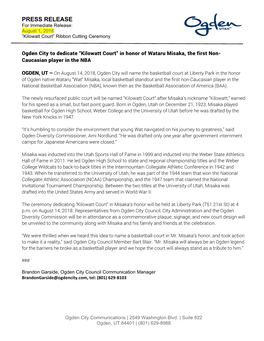 PRESS RELEASE for Immediate Release: August 1, 2018 “Kilowatt Court” Ribbon Cutting Ceremony