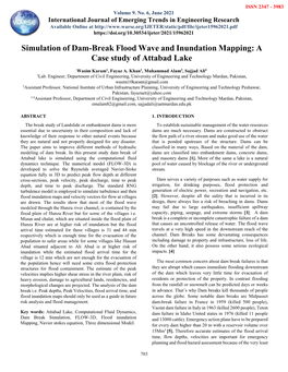 Simulation of Dam-Break Flood Wave and Inundation Mapping: a Case Study of Attabad Lake