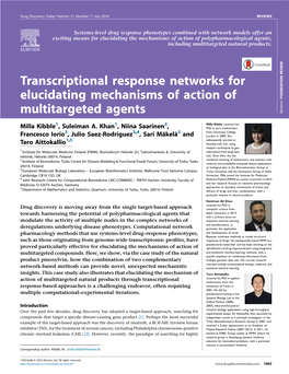 Transcriptional Response Networks for Elucidating Mechanisms of Action Of
