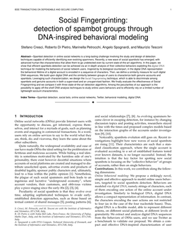 Detection of Spambot Groups Through DNA-Inspired Behavioral Modeling