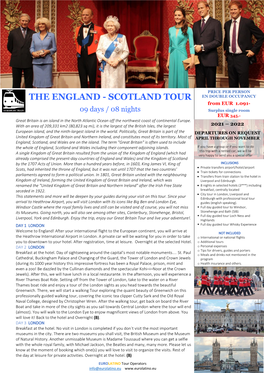 THE ENGLAND - SCOTLAND TOUR from EUR 1.091