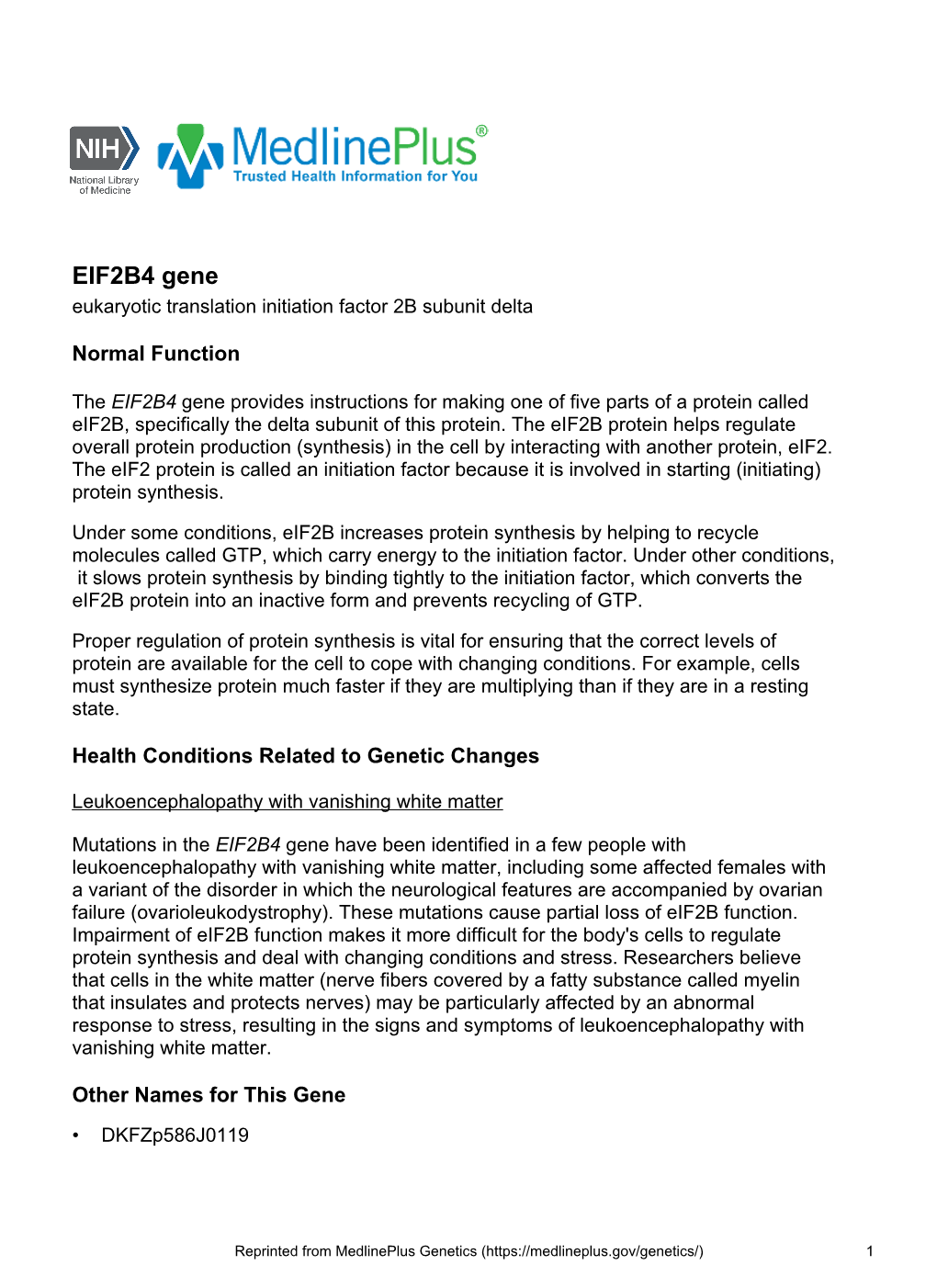 EIF2B4 Gene Eukaryotic Translation Initiation Factor 2B Subunit Delta