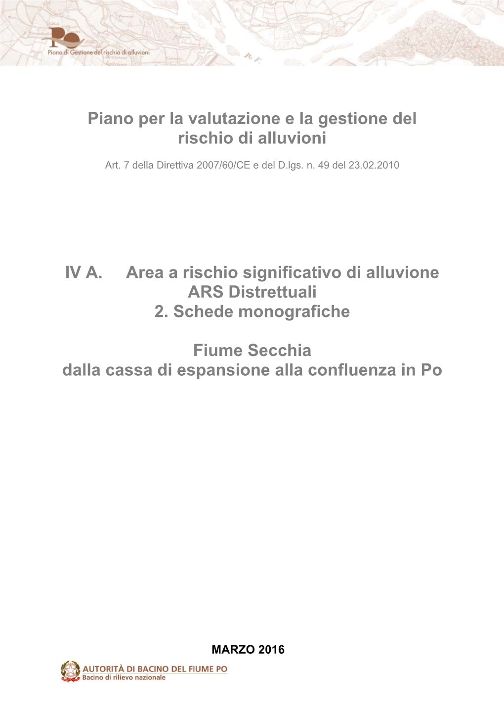 Secchia Dalla Cassa Di Espansione Alla Confluenza in Po