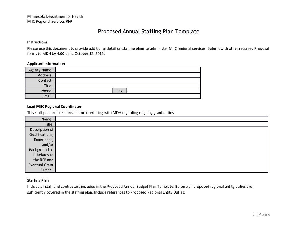 Proposed Annual Staffing Plan Template