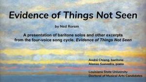 Evidence of Things Not Seen by Ned Rorem