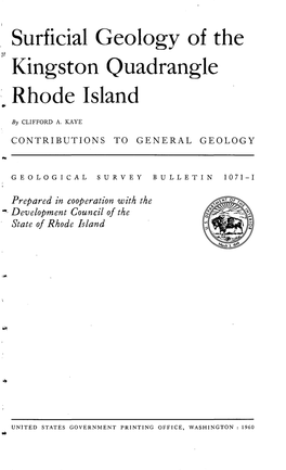 Surficial Geology of the Kingston Quadrangle Rhode Island
