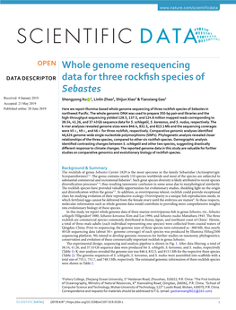 Whole Genome Resequencing Data for Three Rockfish Species of Sebastes