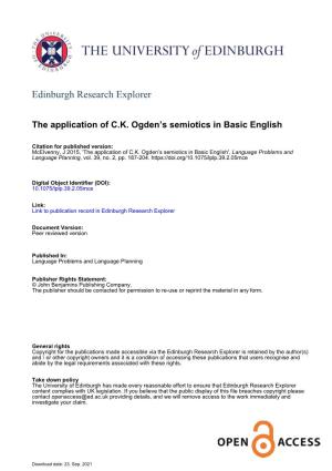 The Application of CK Ogden's Semiotics in Basic English
