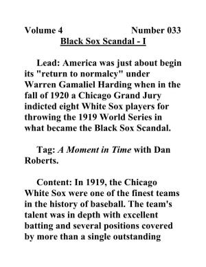 Volume 4 Number 033 Black Sox Scandal - I