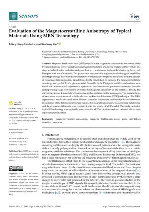 Evaluation of the Magnetocrystalline Anisotropy of Typical Materials Using MBN Technology