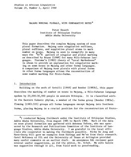 Studies in African Linguistics Volume 19, Number 1, April 1988 MAJANG