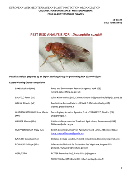 PEST RISK ANALYSIS for : Drosophila Suzukii