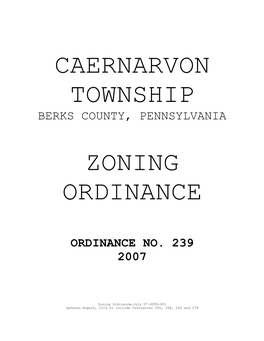 Caernarvon Township Zoning Ordinance of 2007”