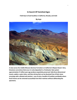 In Search of Vanished Ages--Field Trips to Fossil Localities in California, Nevada, and Utah