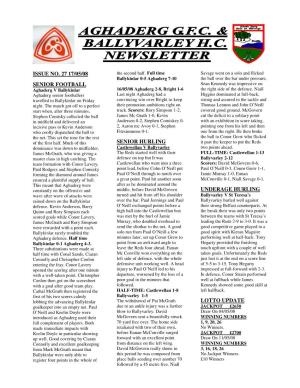 Issue No. 27 17/05/08 Senior Football Senior Hurling