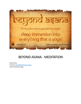 Beyond Asana - Meditation