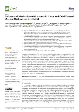 Influence of Marination with Aromatic Herbs and Cold Pressed Oils On