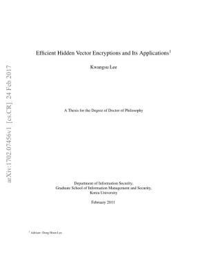 Efficient Hidden Vector Encryptions and Its Applications